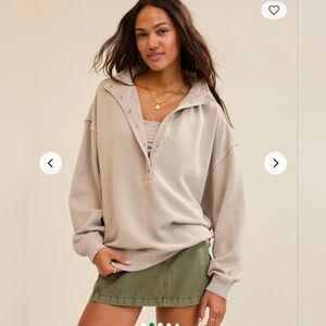 Aerie Cozy Snap Collar Pullover Sweatshirt NWT